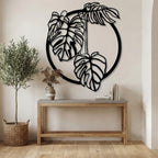 Tropical Monstera Deliciosa Leaf Circular Metal Wall Art