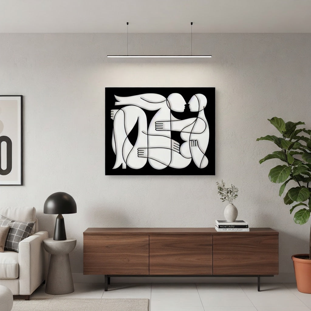 Modern Abstract Lovers Metal Strip Wall Art