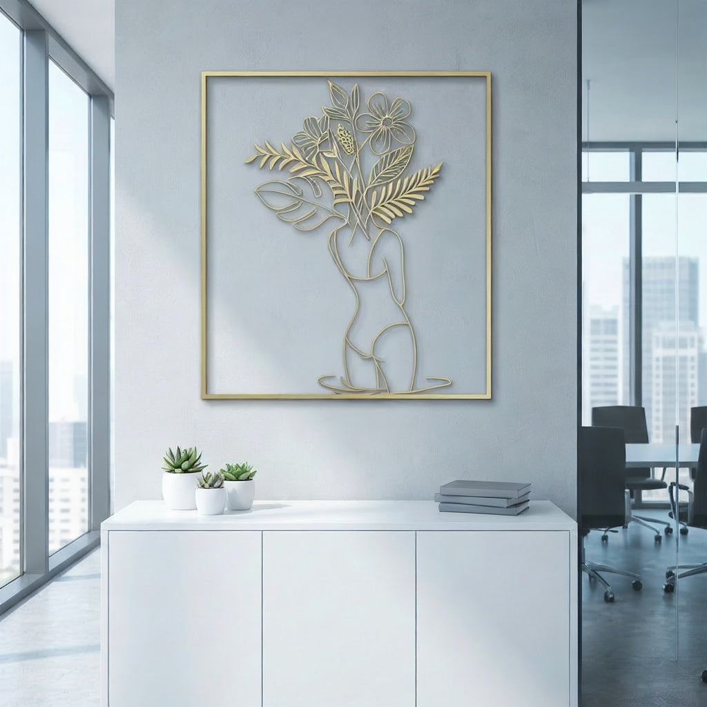 Botanical Female Silhouette Metal Wall Art