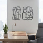 Abstract Faces Minimalist Metal Wall Art
