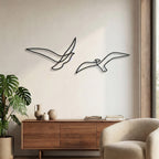 Minimalist Flying Seagulls Metal Wall Art
