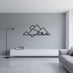 Minimalist Mountain Peaks and Sun Metal Wall Art