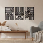 Art Deco Arched Lines Trio Metal Wall Art