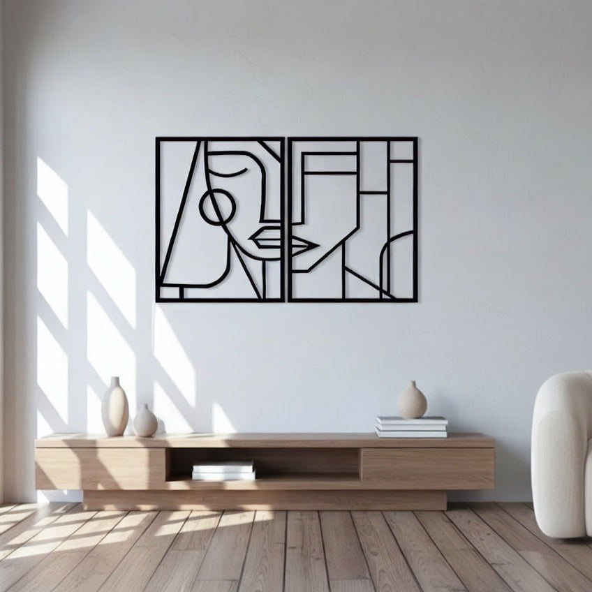 Minimalist Abstract Human Portrait Metal Wall Art Set