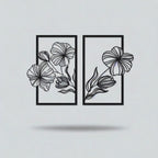 Elegant Floral Duo Metal Strip Wall Art