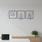 Minimalist Bird Trio Metal Line Art Set