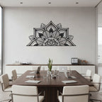 Lotus Mandala Half-Circle Metal Headboard Art