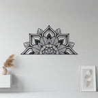 Lotus Mandala Half-Circle Metal Headboard Art