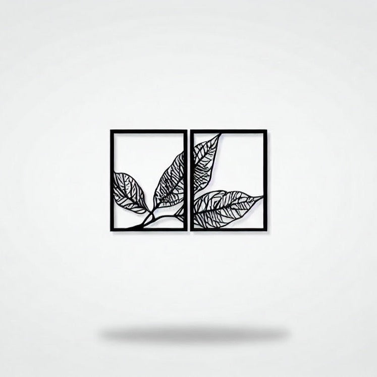 Elegant Foliage Pair Metal Wall Art Panels