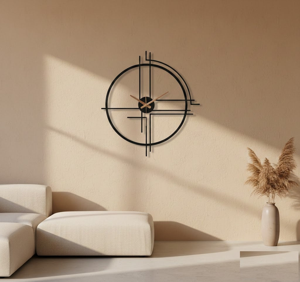 Geometric Linear Minimalist Metal Wall Clock