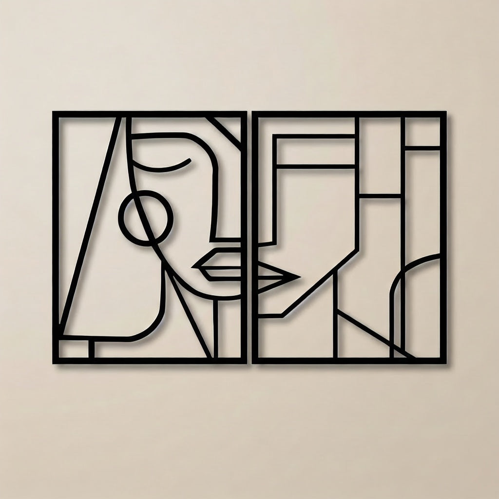 Minimalist Abstract Human Portrait Metal Wall Art Set