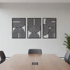 Art Deco Arched Lines Trio Metal Wall Art