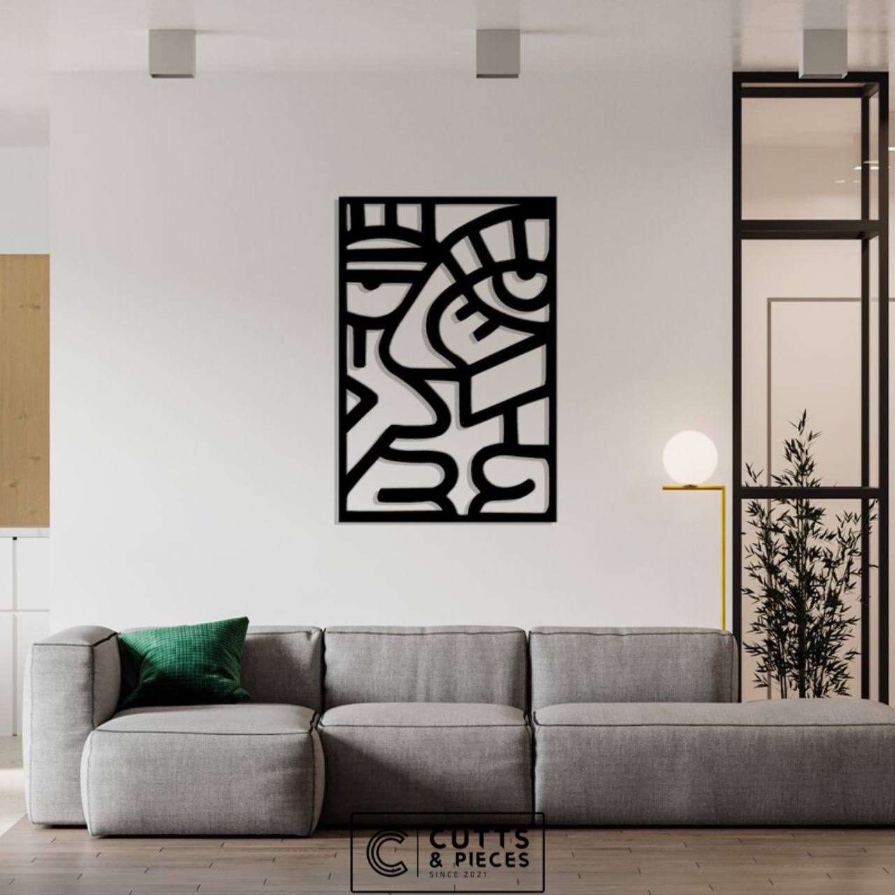 Modern Abstract Face Metal Wall Art – Geometric Silhouette Décor