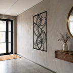 Framed Abstract Loops Metal Wall Art, side view in a modern entryway