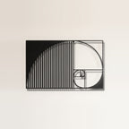 Golden Ratio Fibonacci Spiral Geometric Metal Wall Art on a plain wall, laser-cut steel
