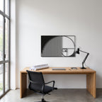 Golden Ratio Fibonacci Spiral Geometric Metal Wall Art in a modern office