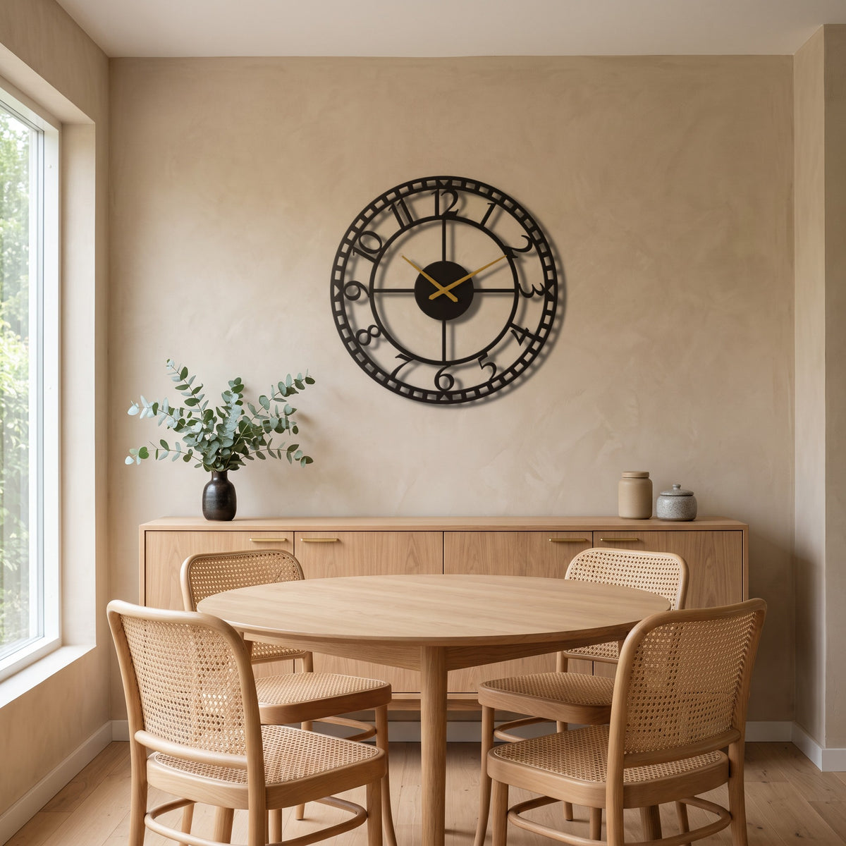 Vintage Station Numerals Metal Wall Clock in a modern home | Cutts & Pieces Egypt